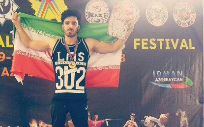 قهرمانی ورزشکار یوگای یزدی در مسابقات آکروبات آذربایجان